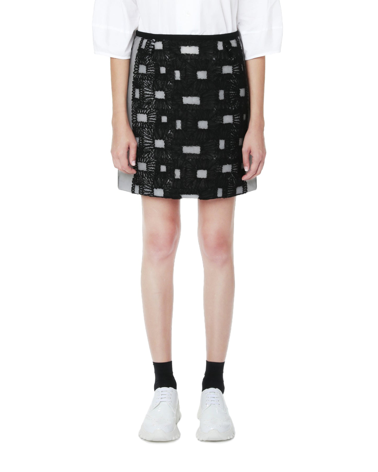 TRICOT CDG Mesh patterned skirt