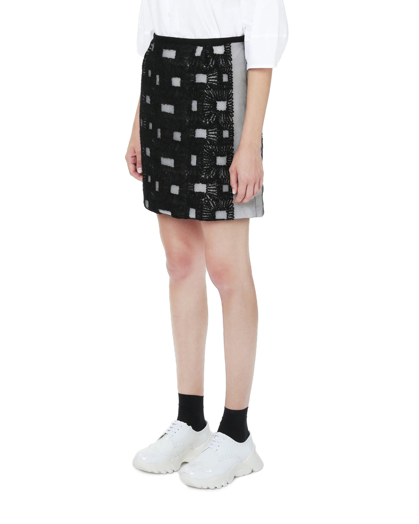 TRICOT CDG Mesh patterned skirt