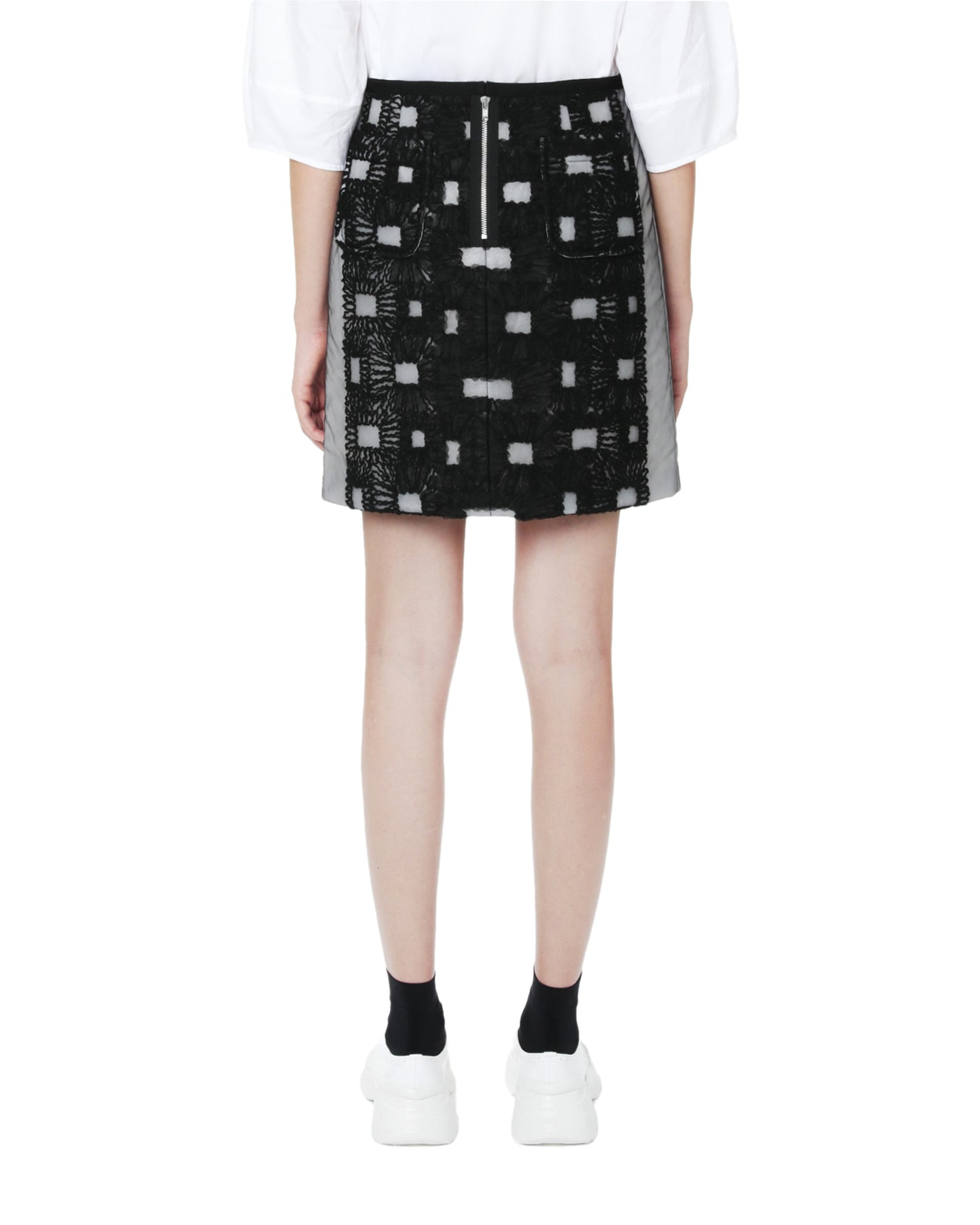 TRICOT CDG Mesh patterned skirt