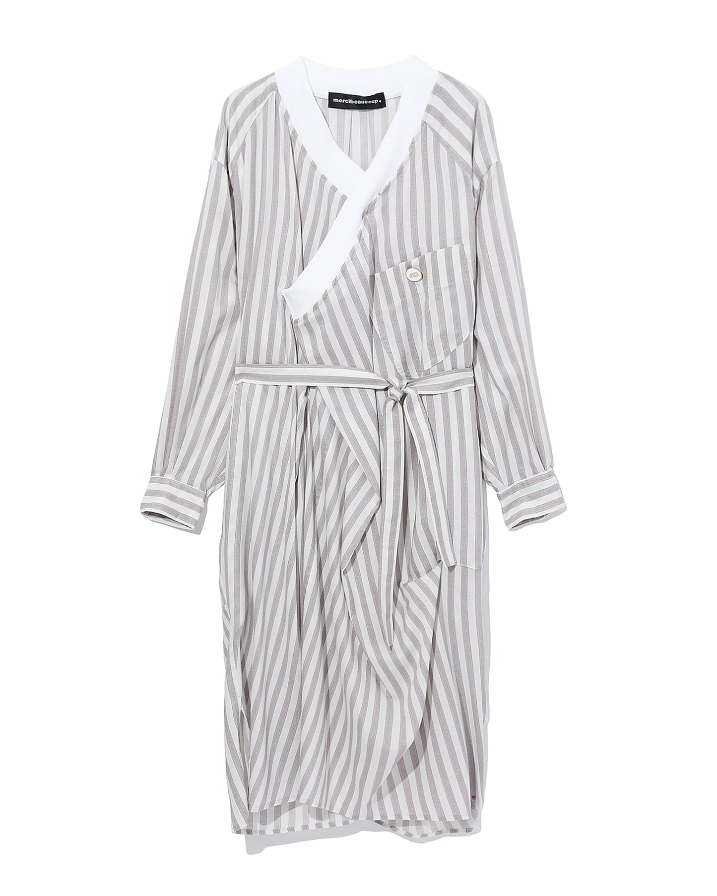 MERCIBEAUCOUP Stripe self-tie dress