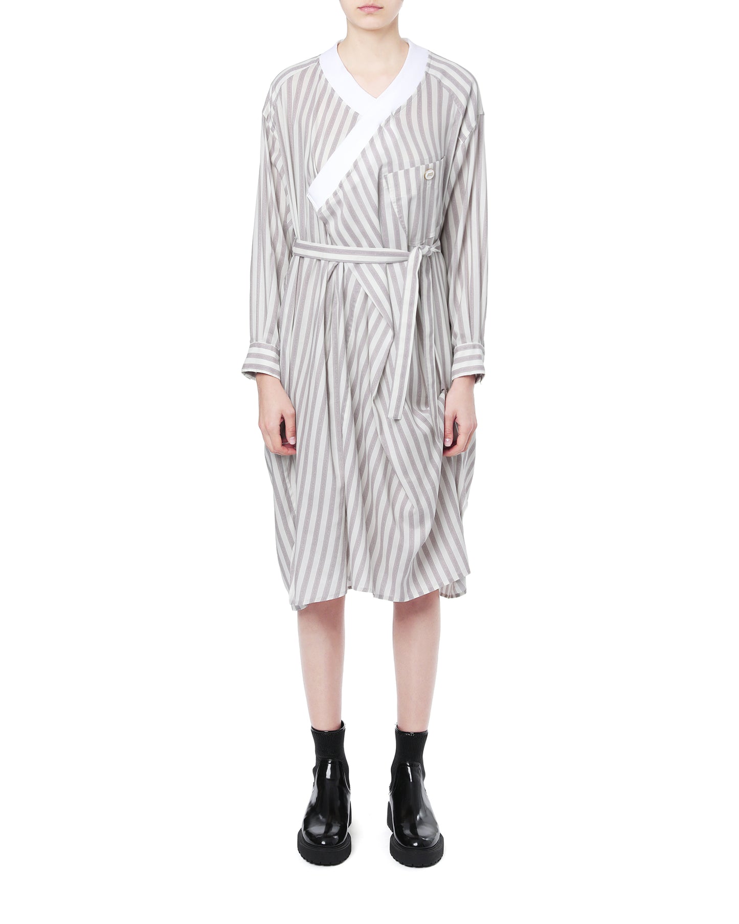 MERCIBEAUCOUP Stripe self-tie dress