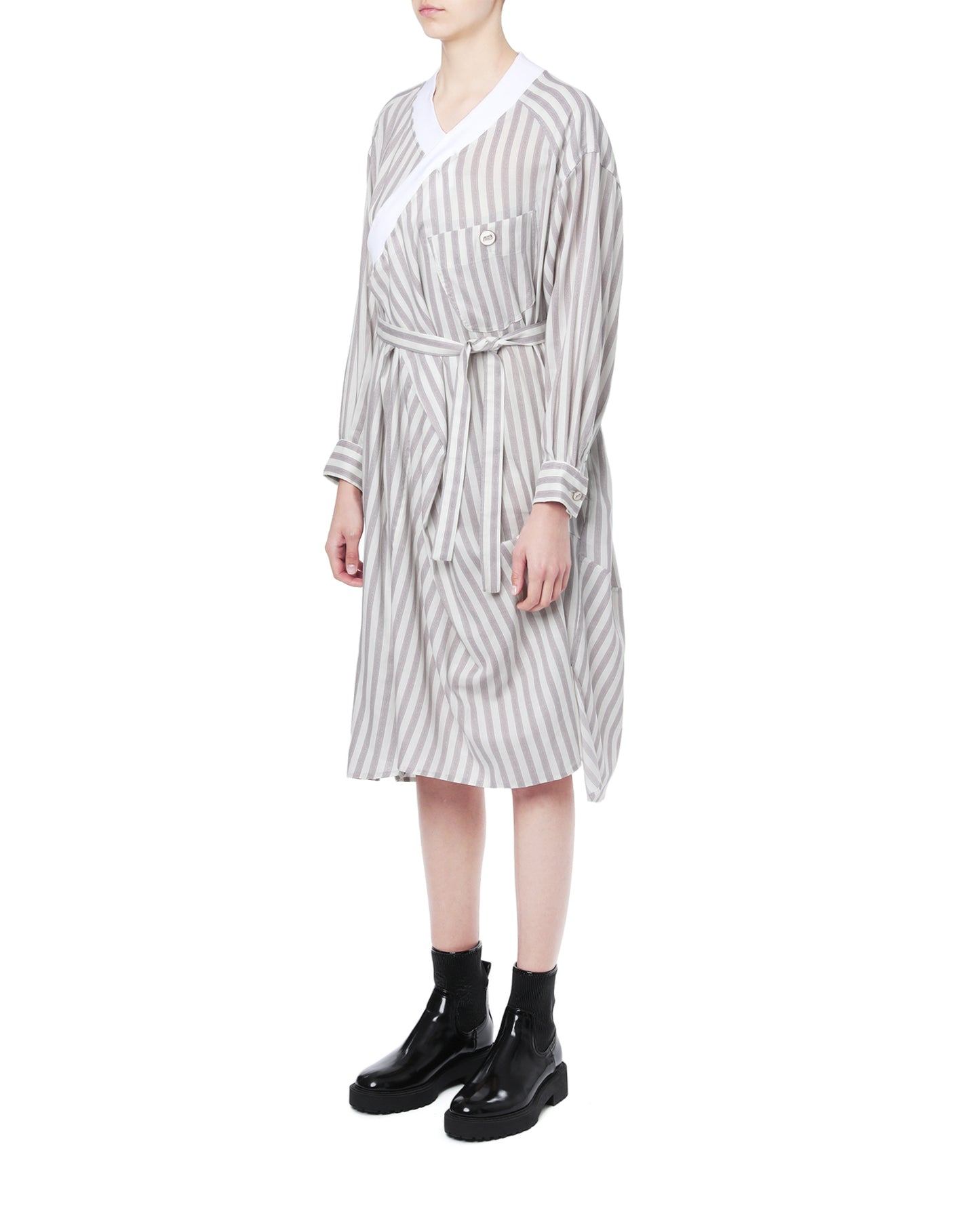 MERCIBEAUCOUP Stripe self-tie dress