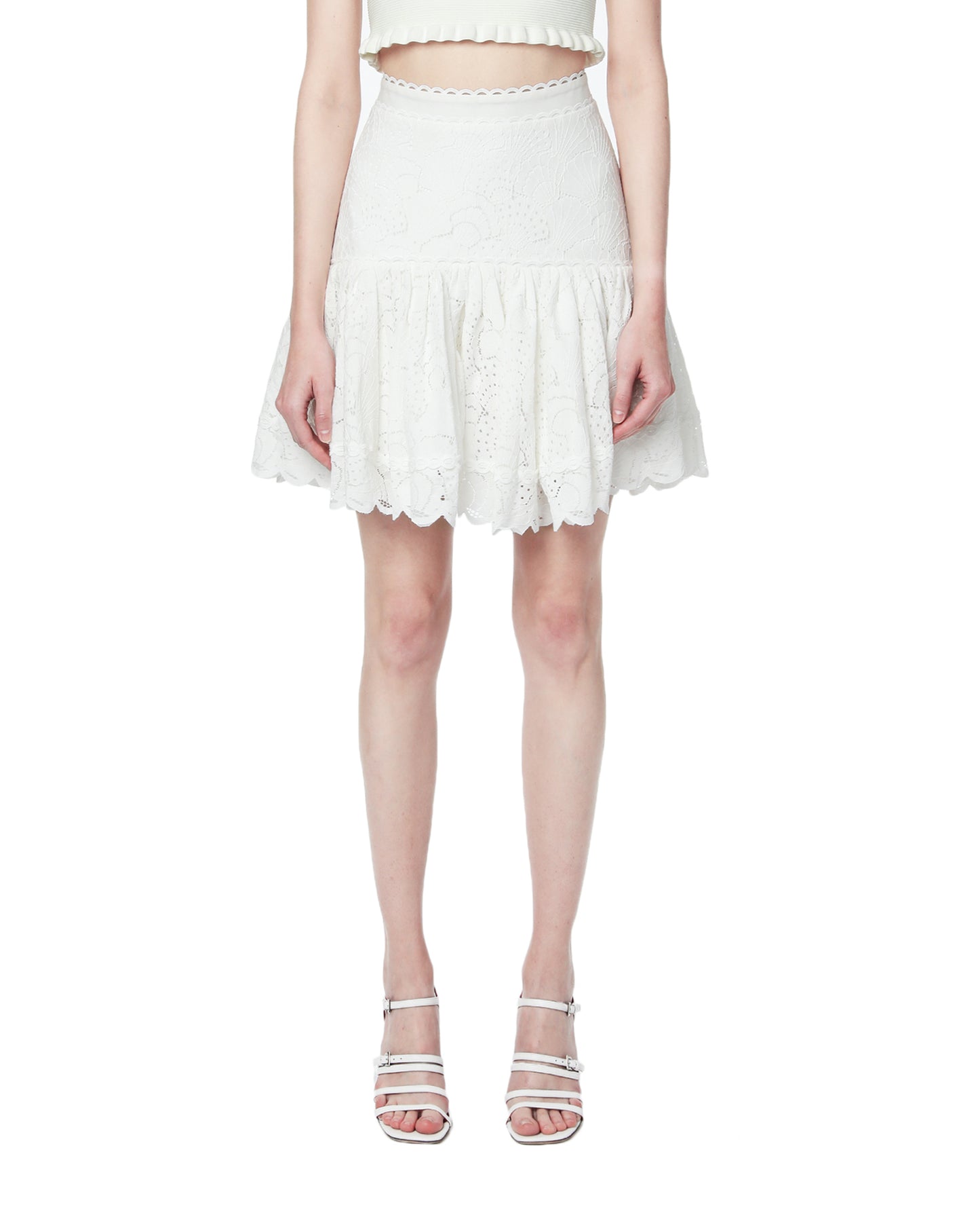 ACLER Flared lace embroidered skirt