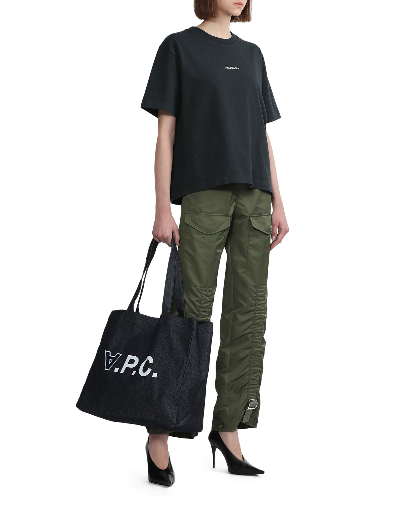 A.P.C. DANIELA 2.0 logo denim tote bag