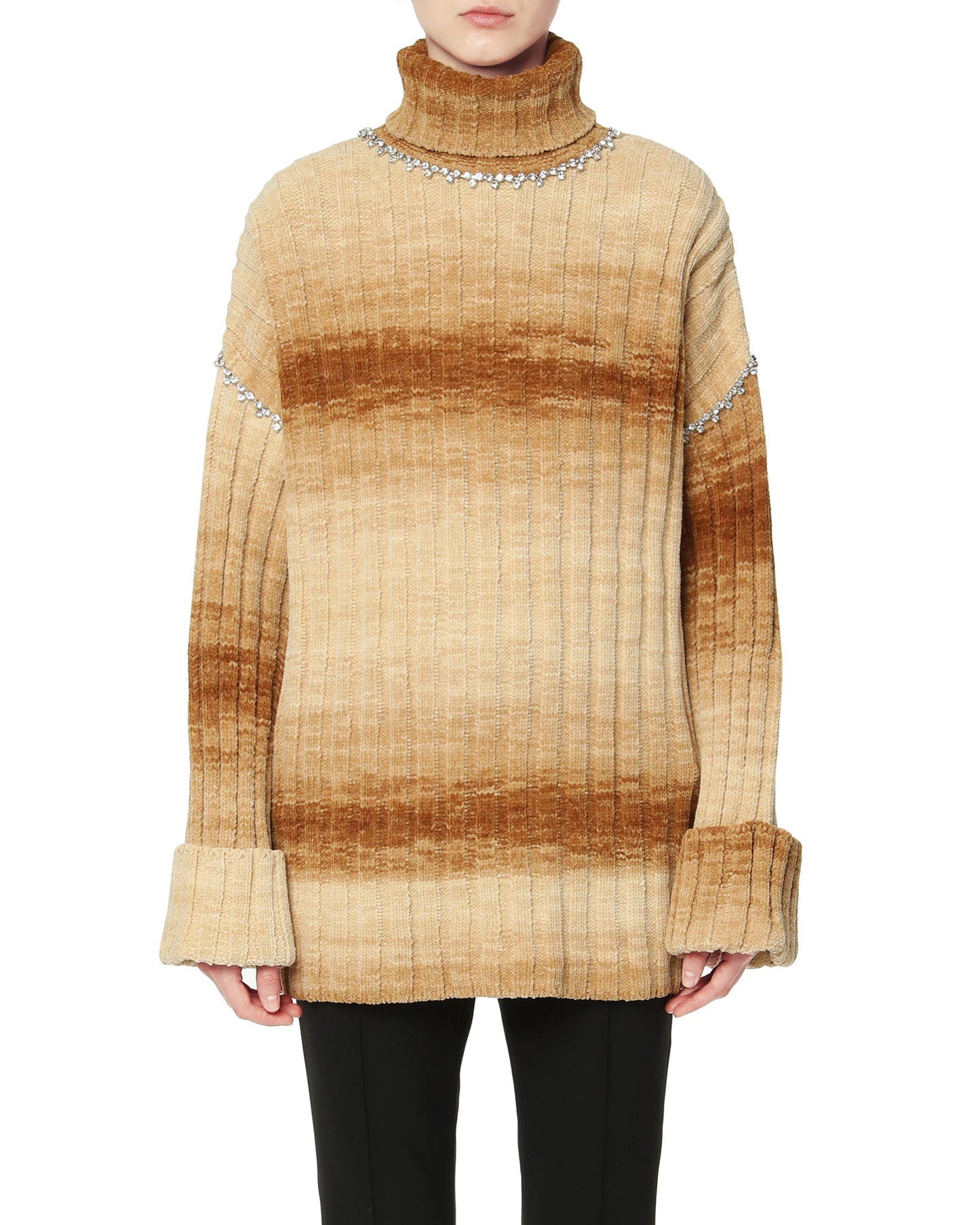 AREA NYC Oversized knit crystal trim sweater