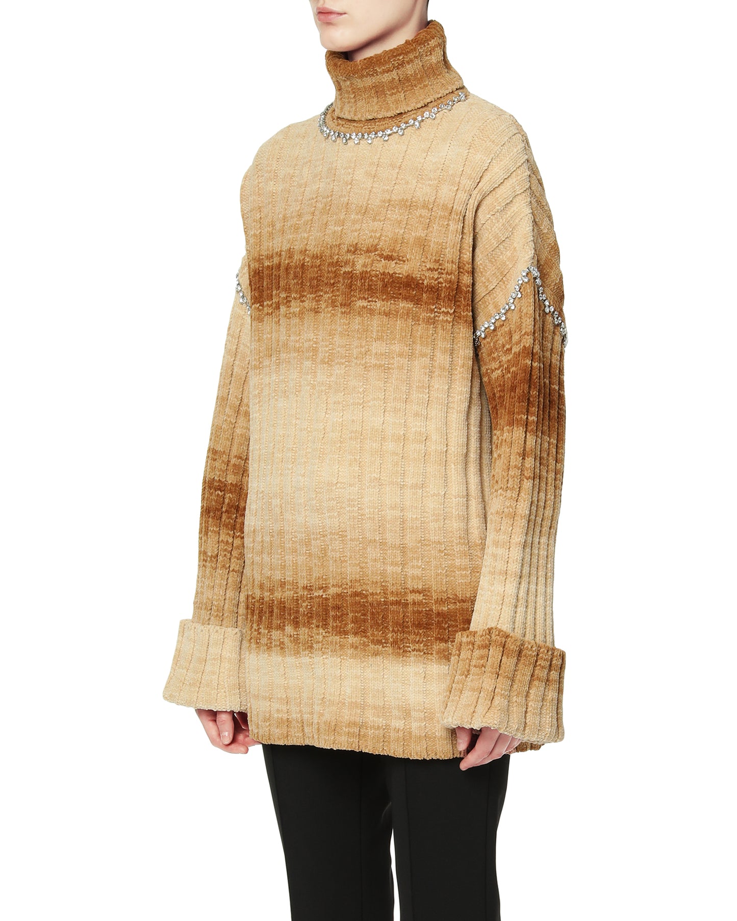 AREA NYC Oversized knit crystal trim sweater