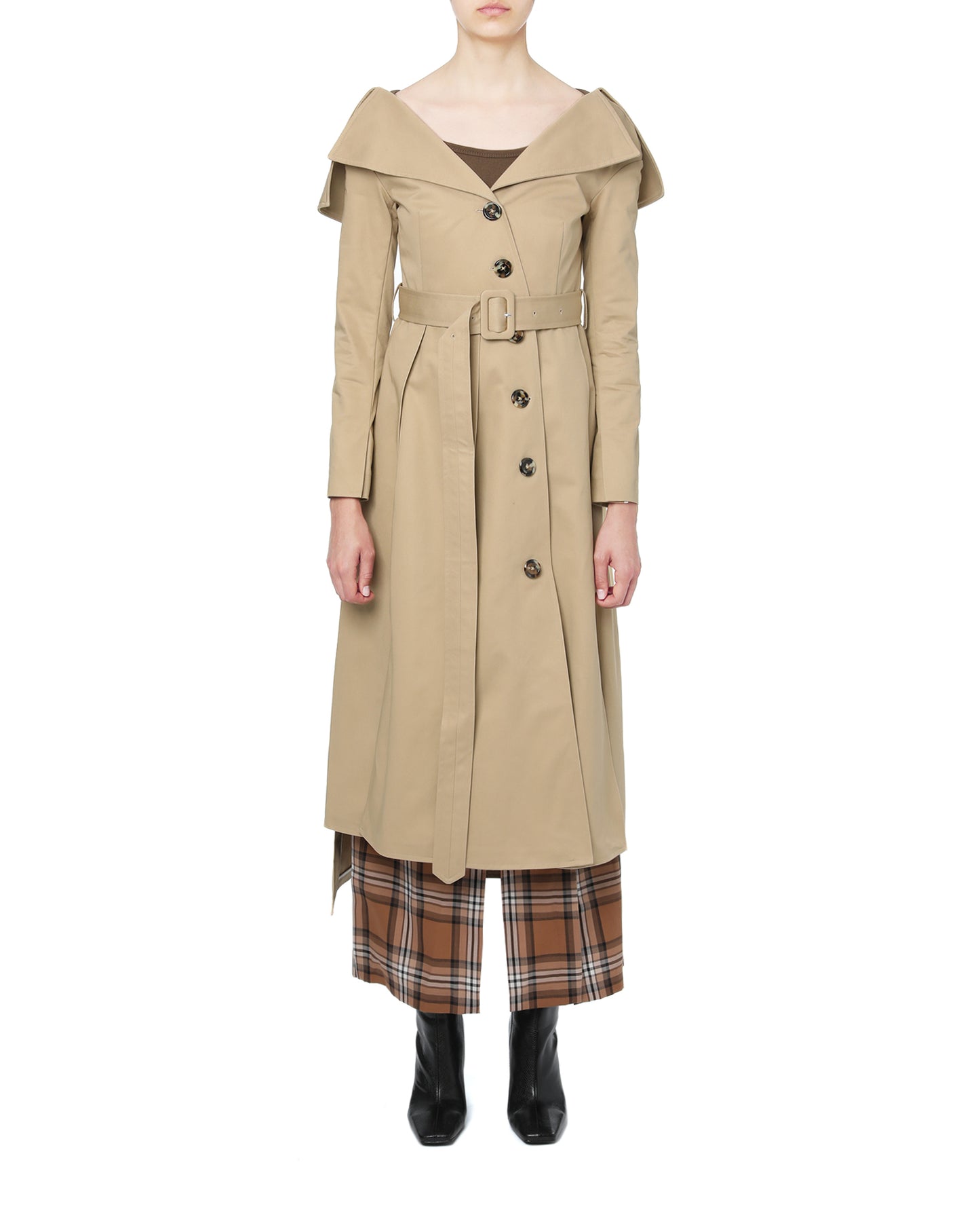 A.W.A.K.E. Off-shoulder trench coat