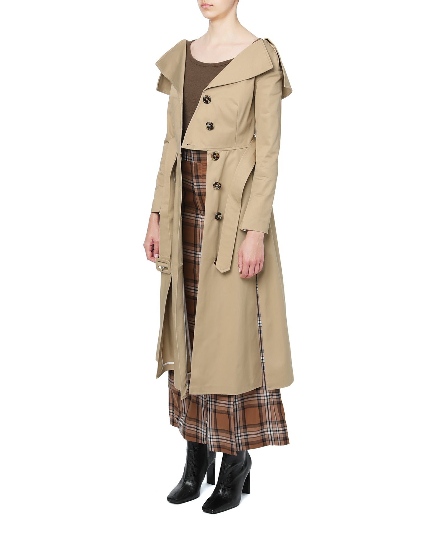 A.W.A.K.E. Off-shoulder trench coat