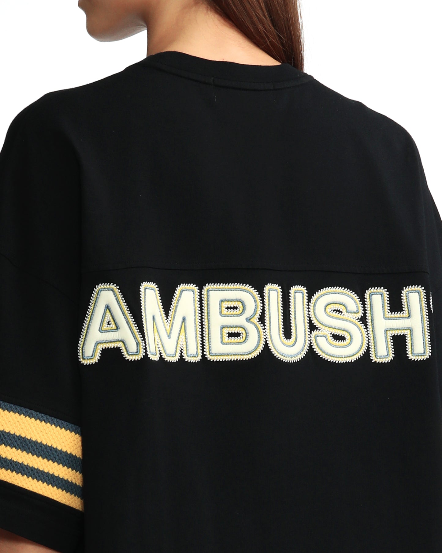 AMBUSH stripe trimmed tee black