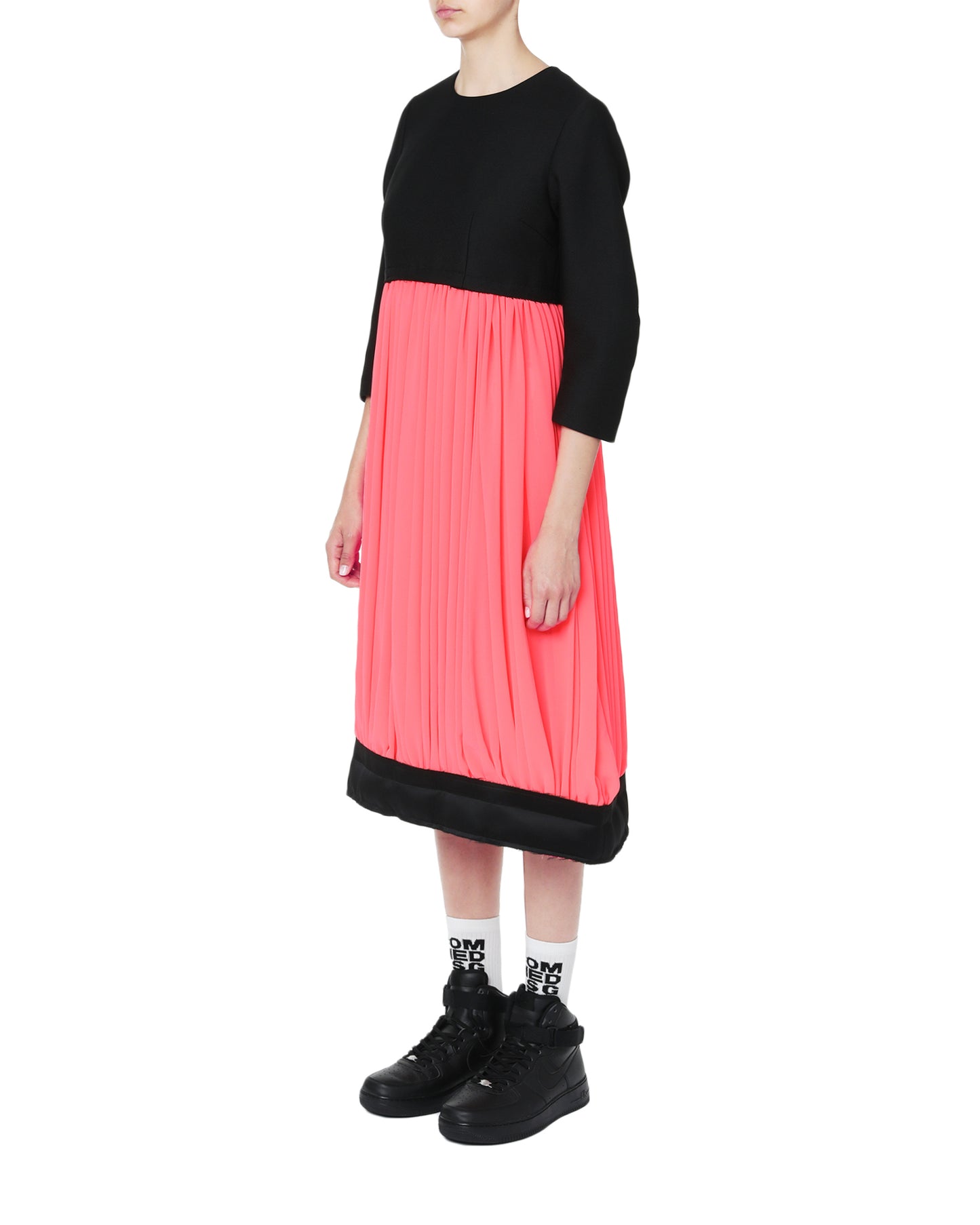 CDG Pleated contrasted dress