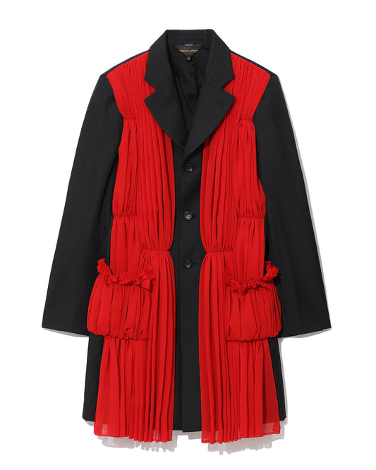 Comme Des Garcons Pleated tulle embellished overcoat