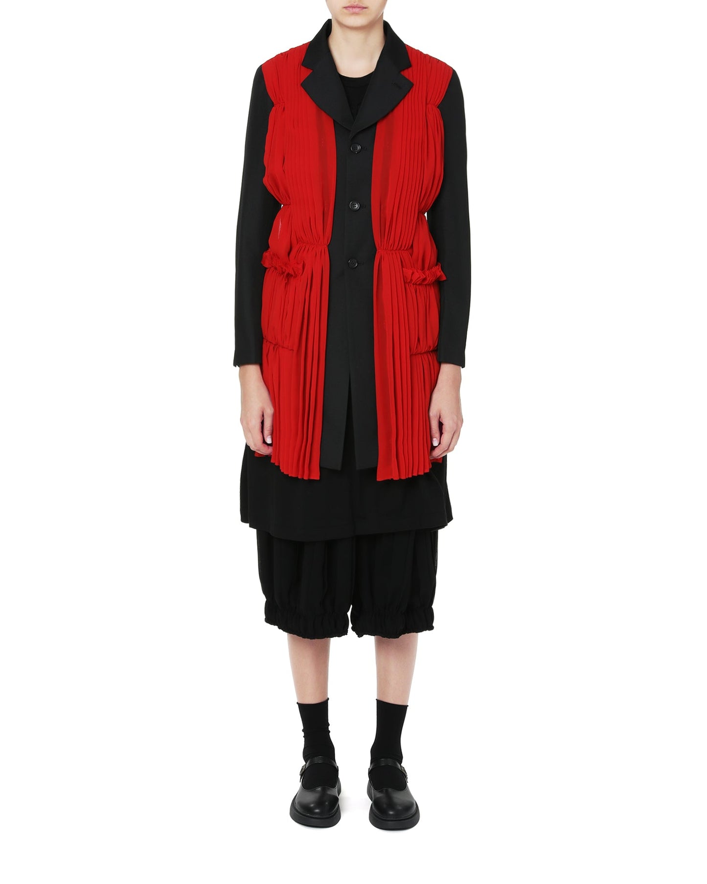 Comme Des Garcons Pleated tulle embellished overcoat