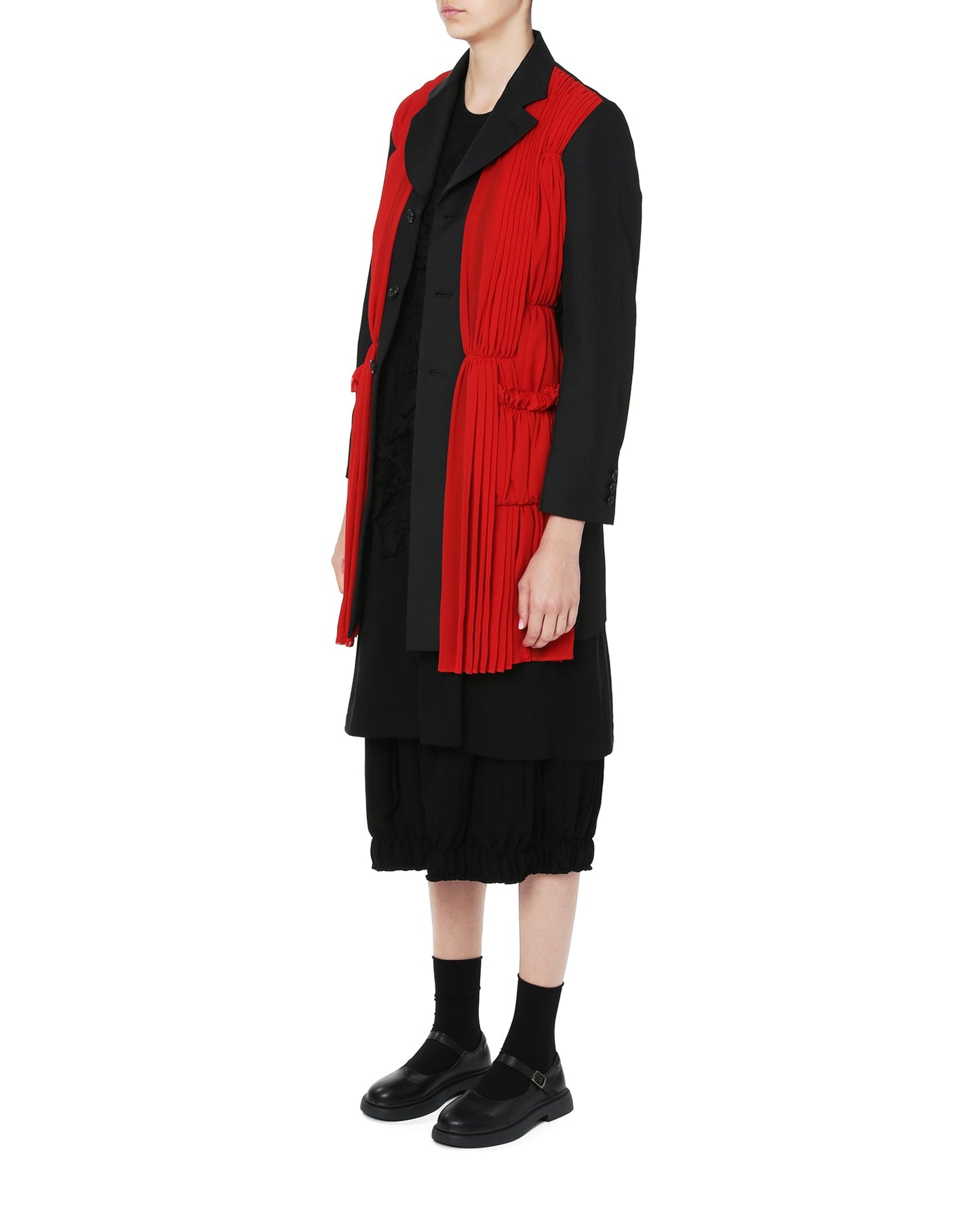 Comme Des Garcons Pleated tulle embellished overcoat