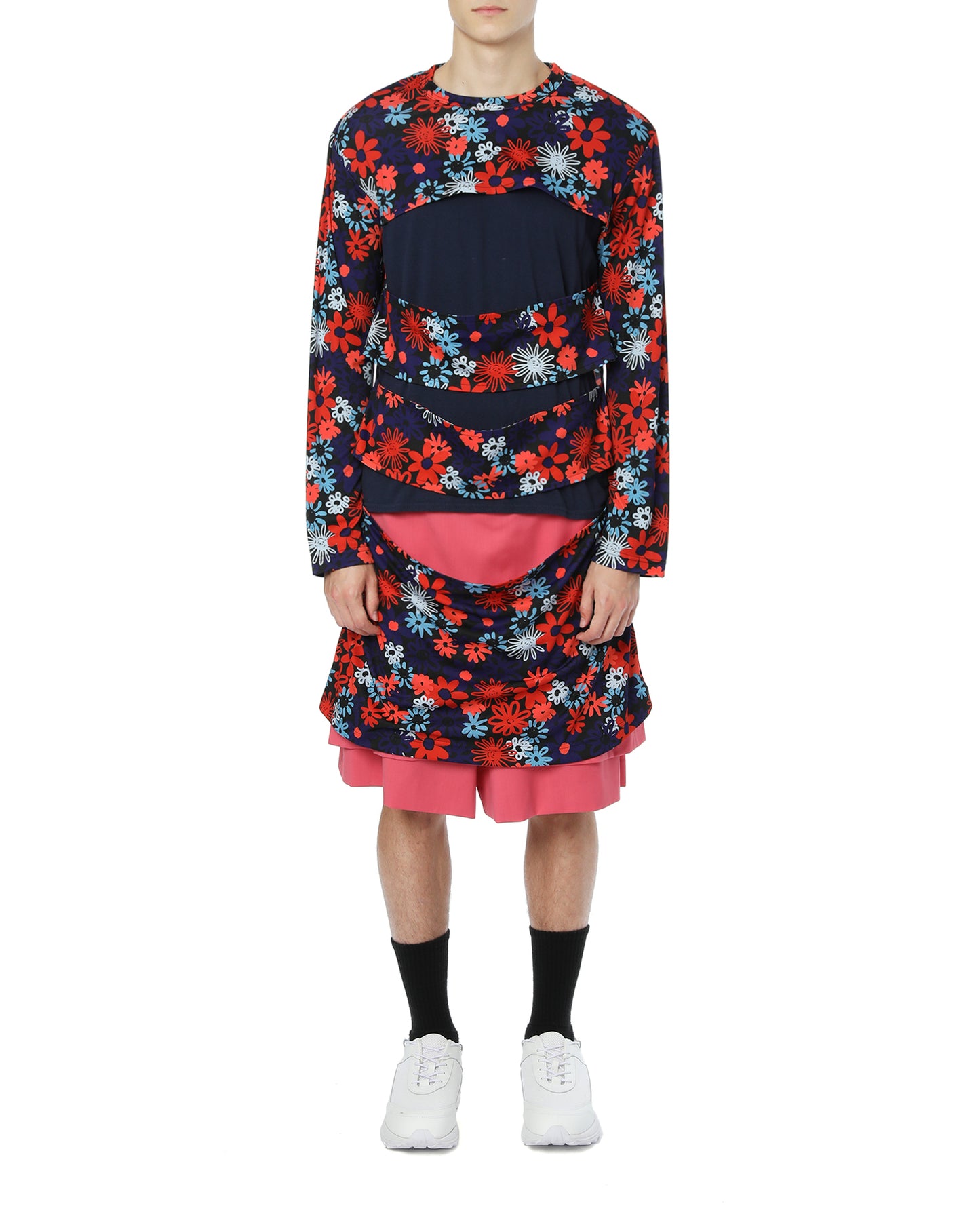 CDG HOMME PLUS Floral body cut-out long-sleeve tee