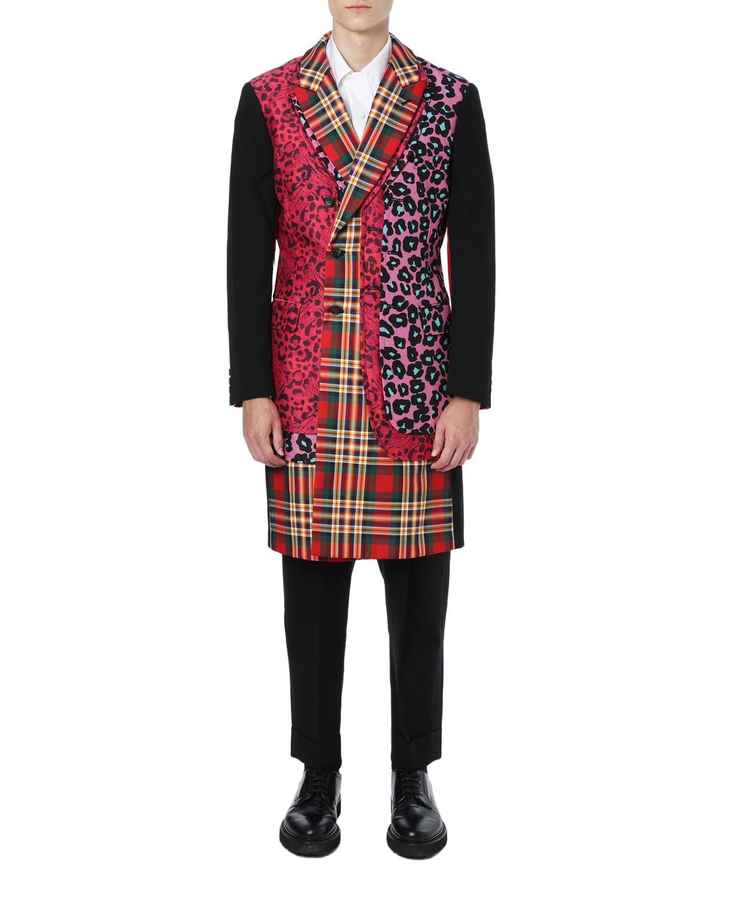 CDG HOMME PLUS Tartan animal print overcoat