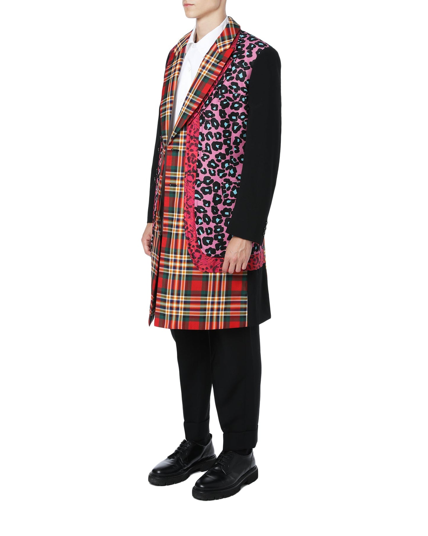 CDG HOMME PLUS Tartan animal print overcoat