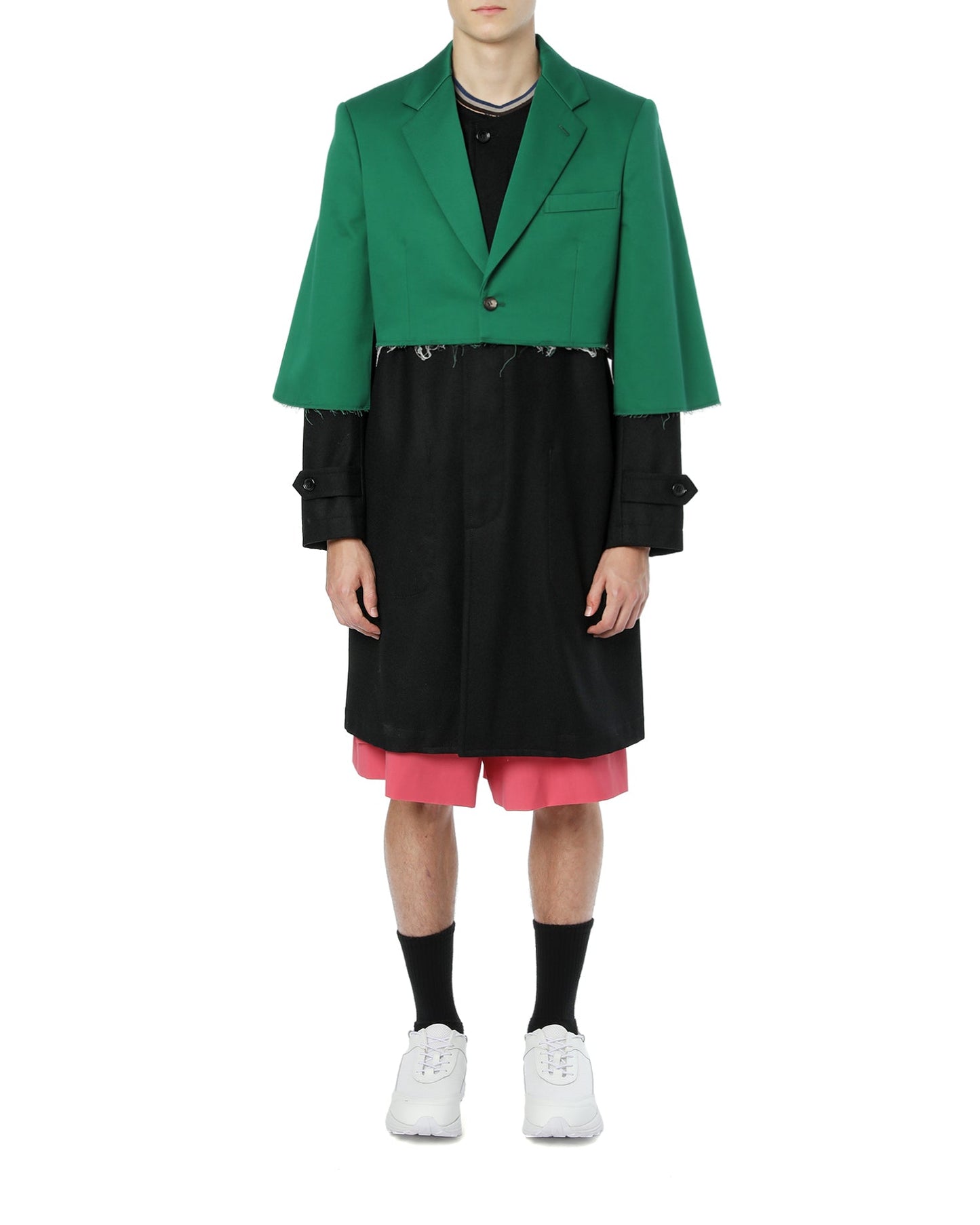 CDG HOMME PLUS Colour block hybrid long blazer coat