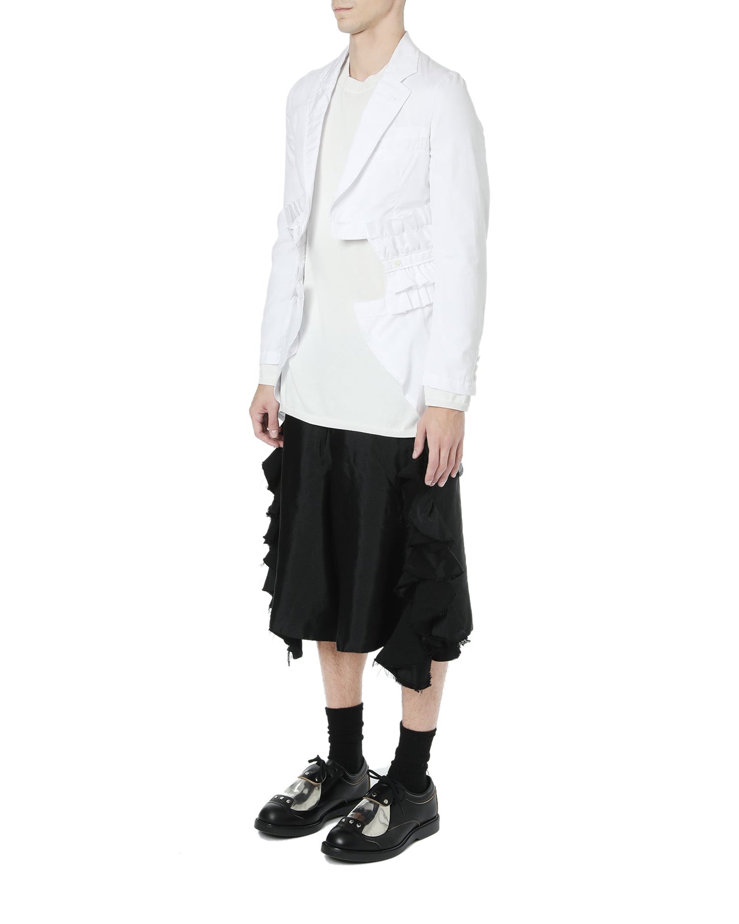 CDG HOMME PLUS Cut-out ruffle overcoat