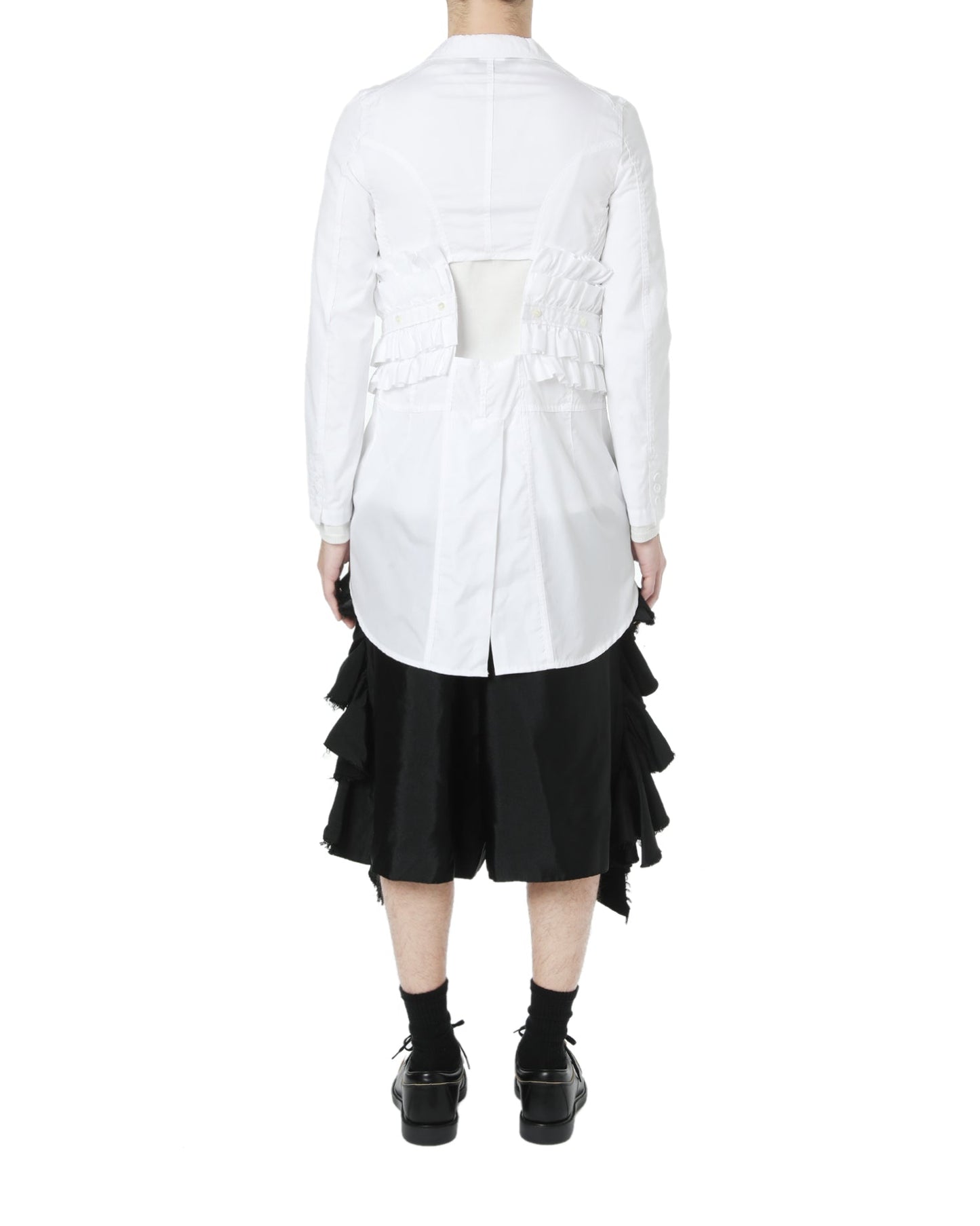 CDG HOMME PLUS Cut-out ruffle overcoat