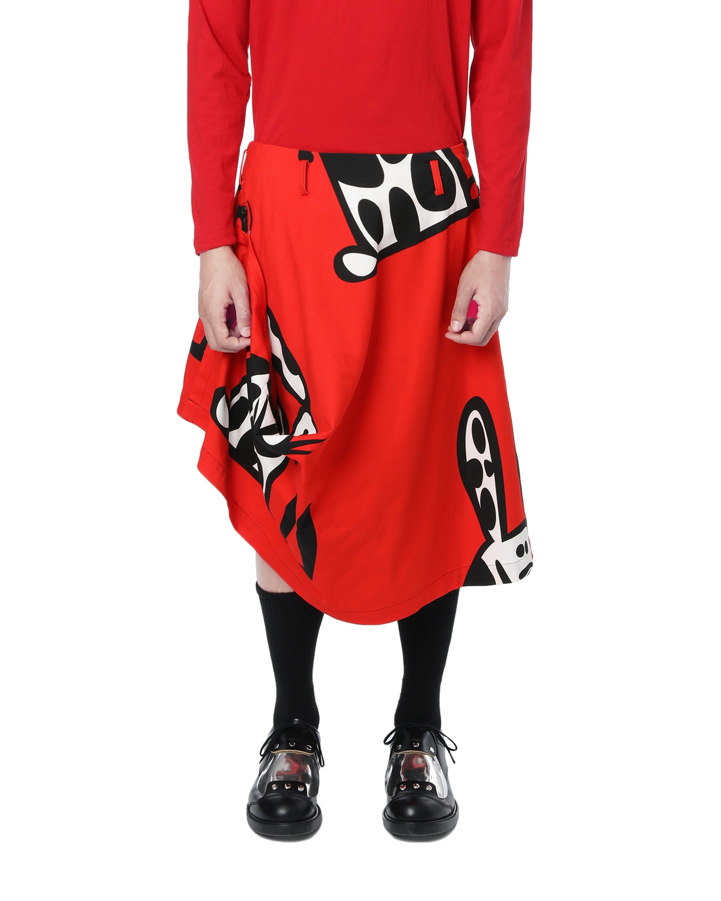 CDG HOMME PLUS Katsuragi graphic wrap skirt