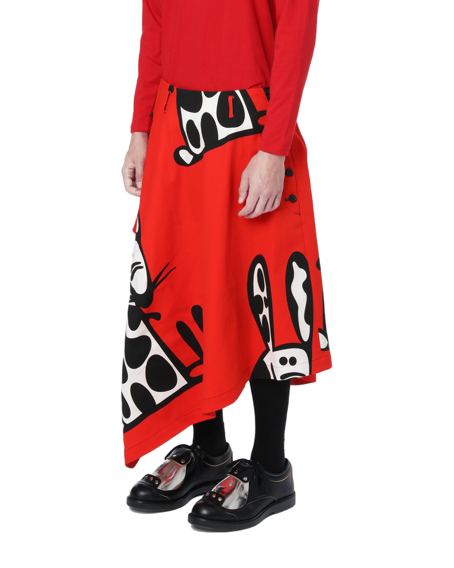 CDG HOMME PLUS Katsuragi graphic wrap skirt