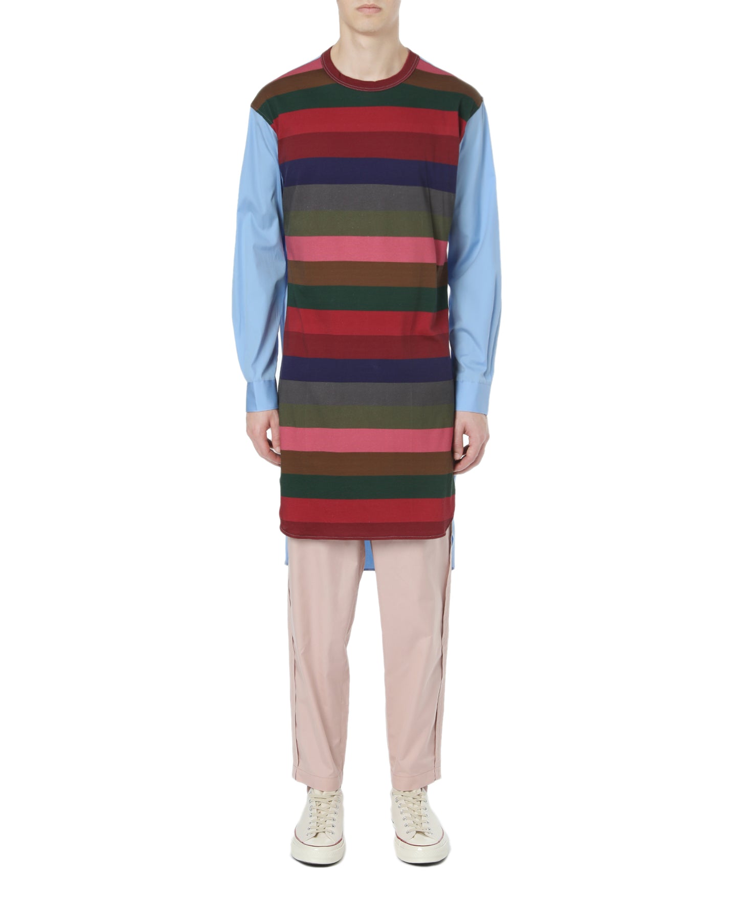 CDG SHIRT Colour block stripe long-fit tee