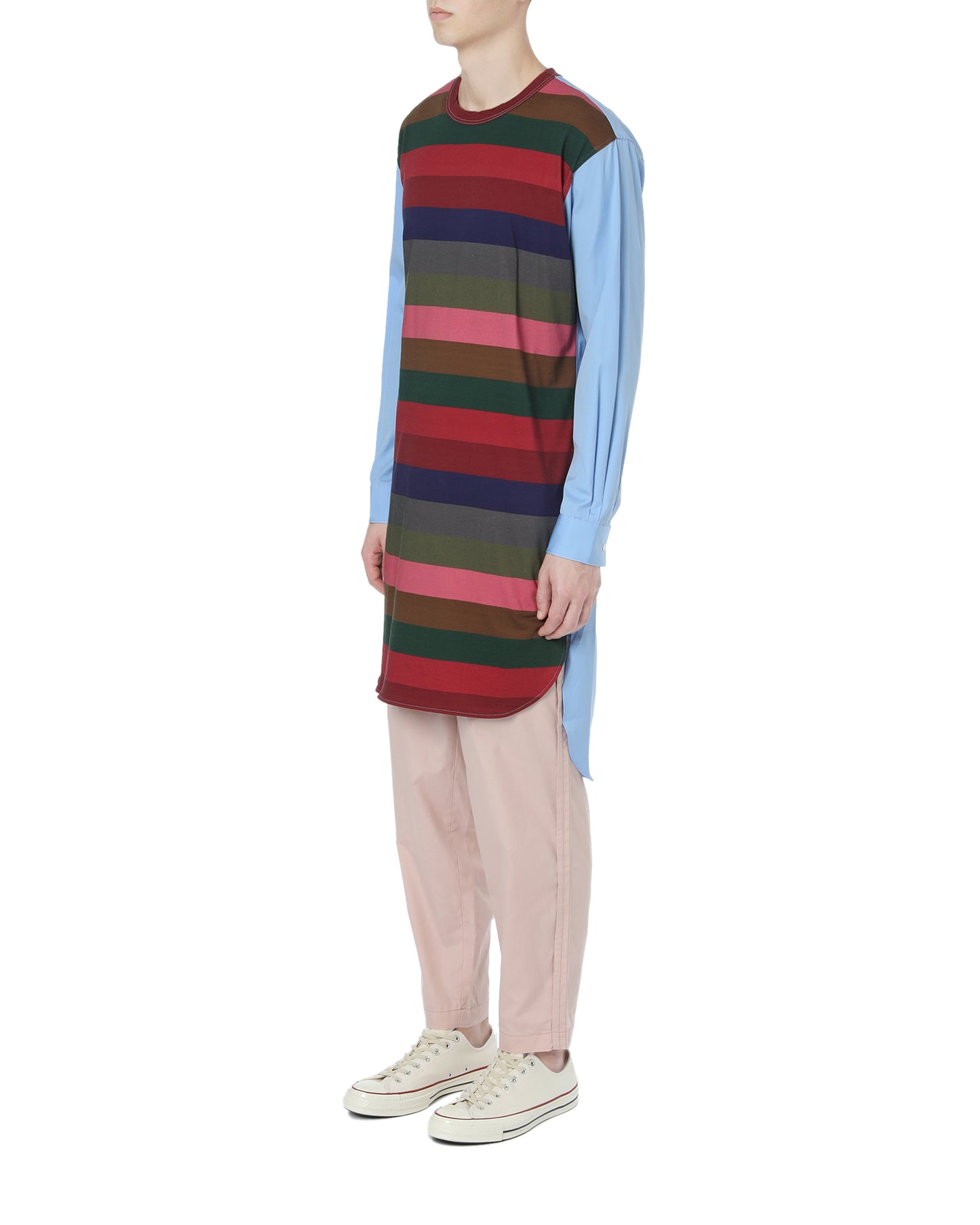 CDG SHIRT Colour block stripe long-fit tee