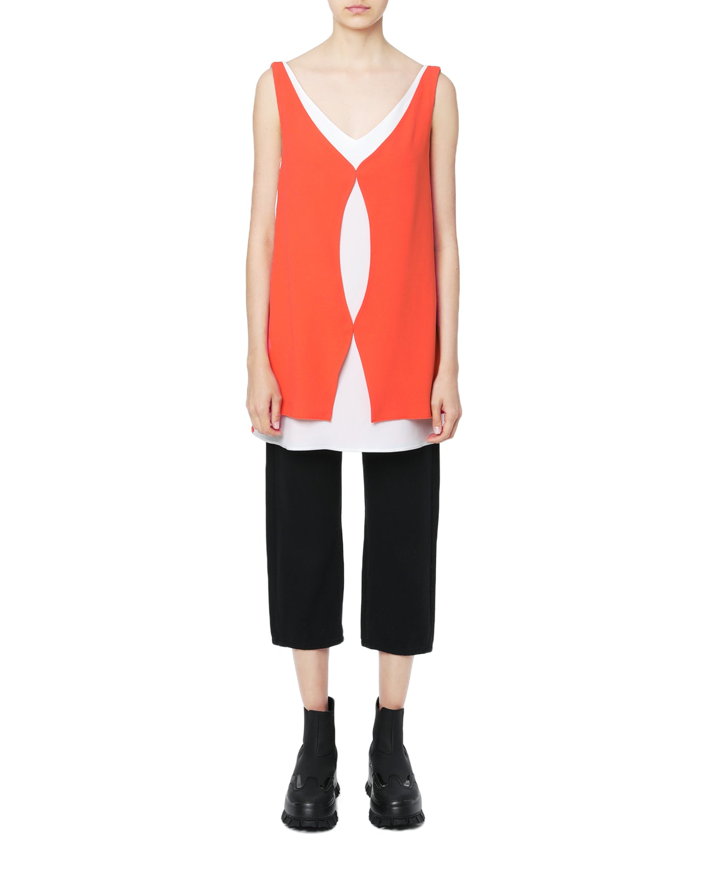 COURREGES Contrast double-layered mini-dress