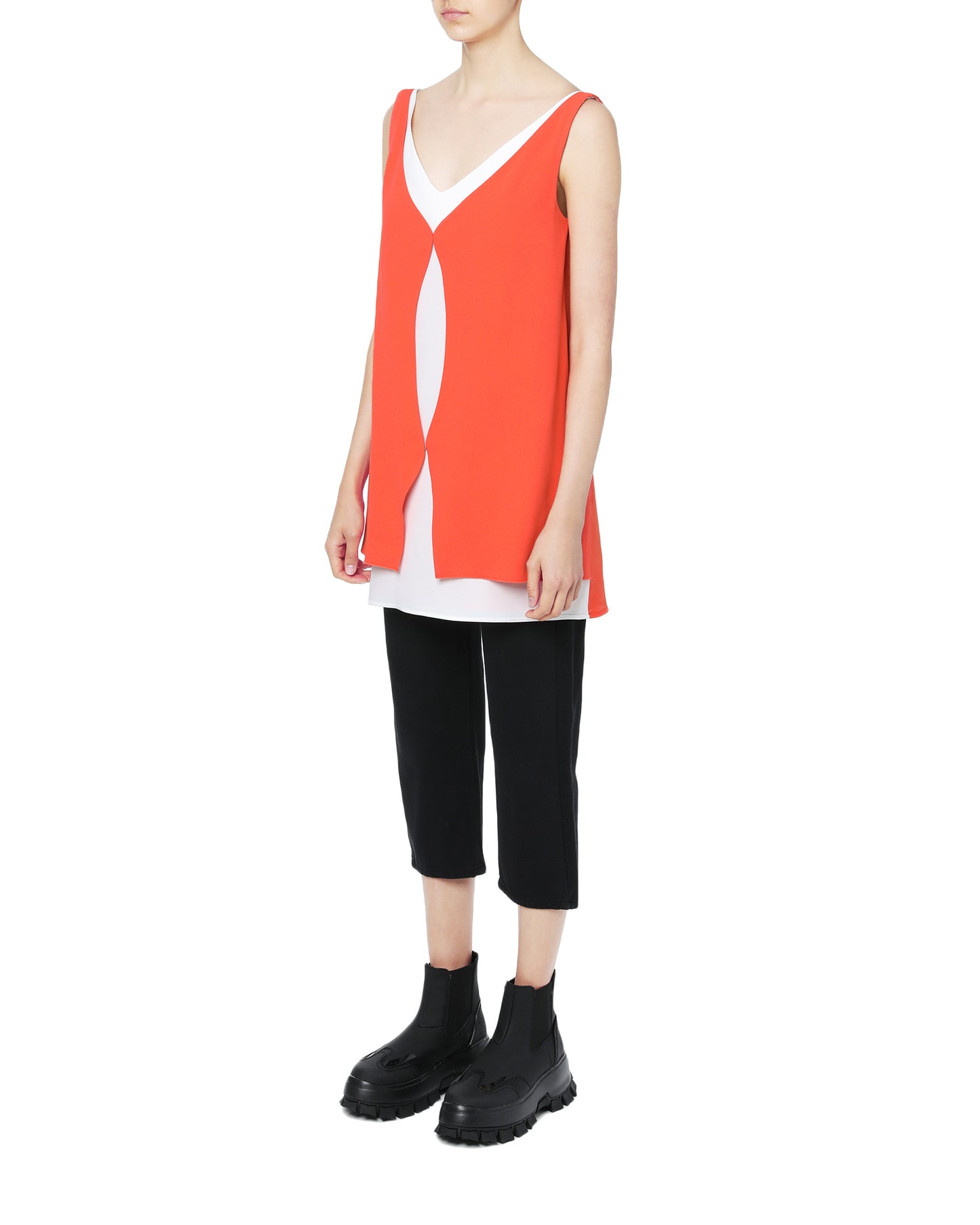 COURREGES Contrast double-layered mini-dress