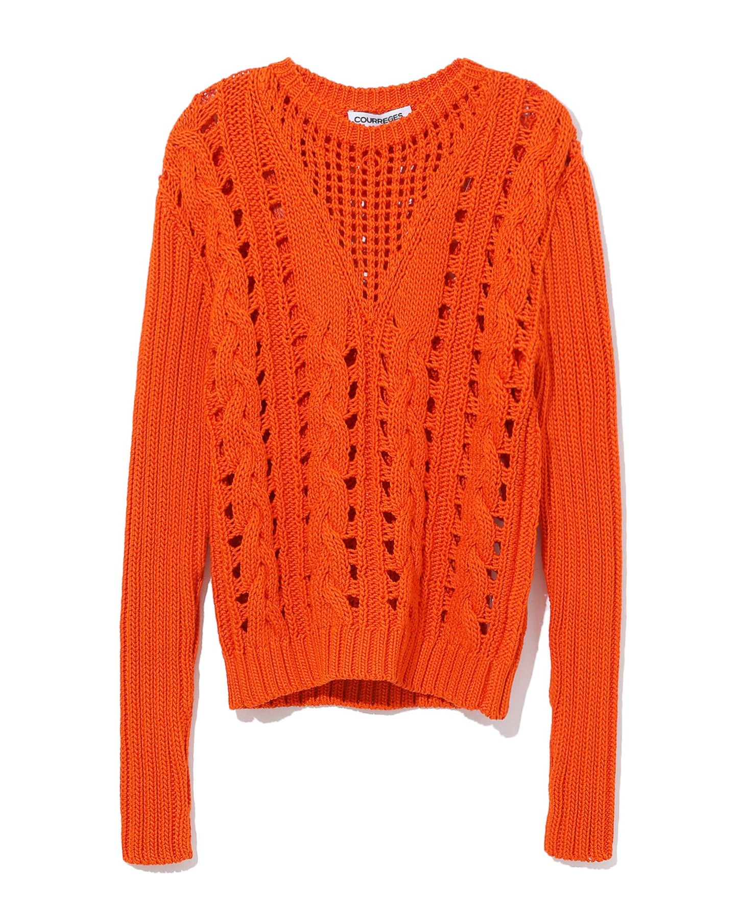 COURREGES Crochet cable knit sweater