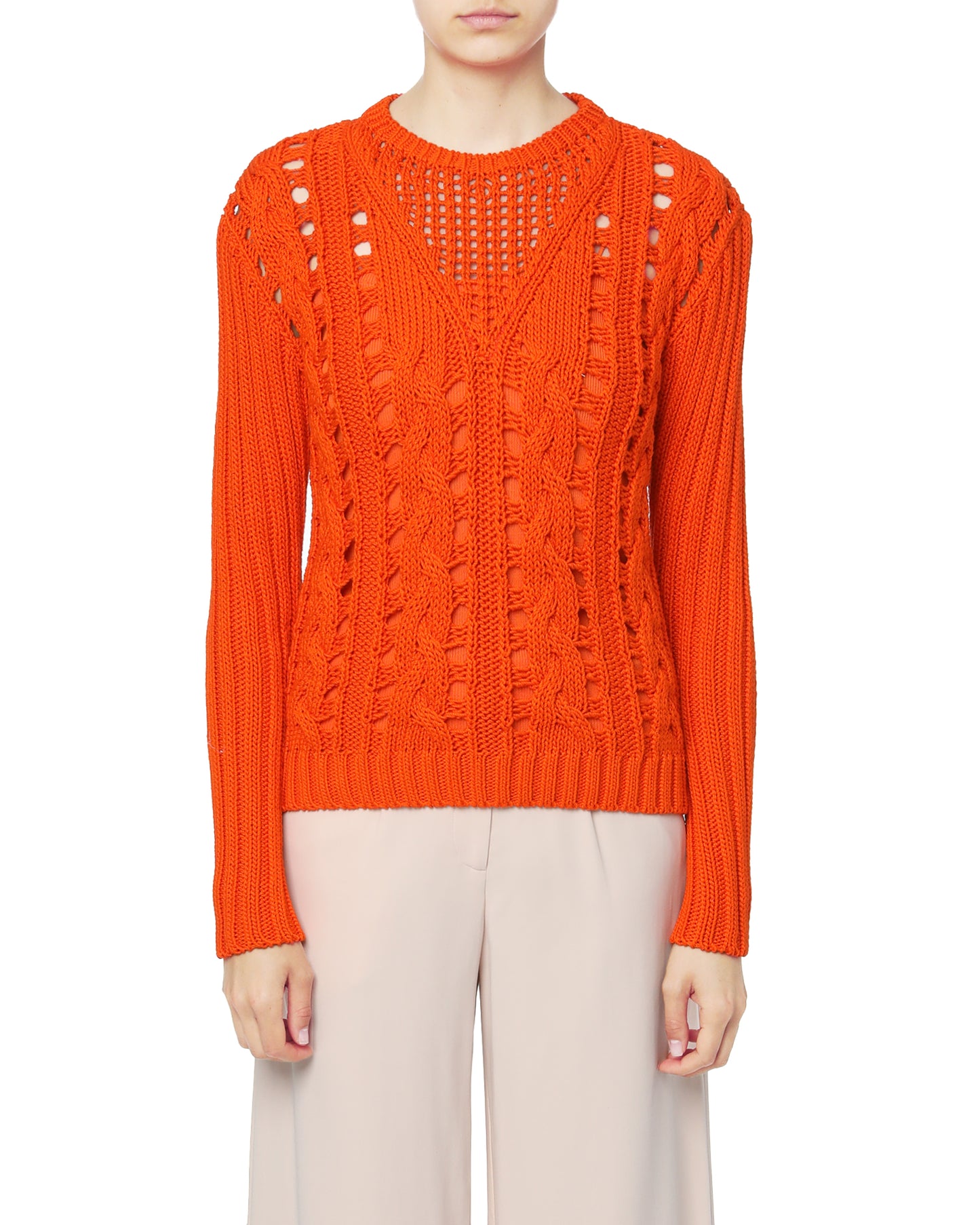 COURREGES Crochet cable knit sweater