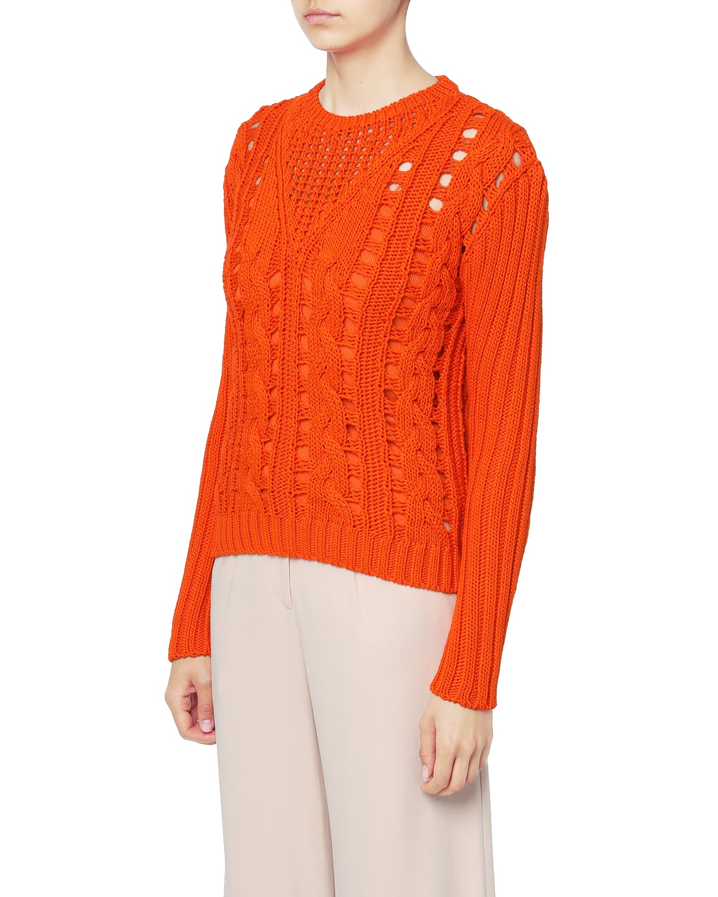 COURREGES Crochet cable knit sweater