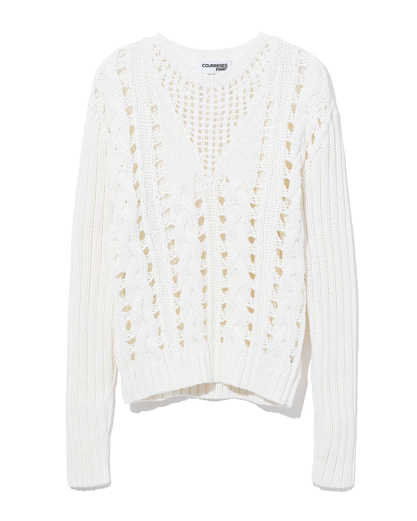 COURREGES Crochet cable knit sweater