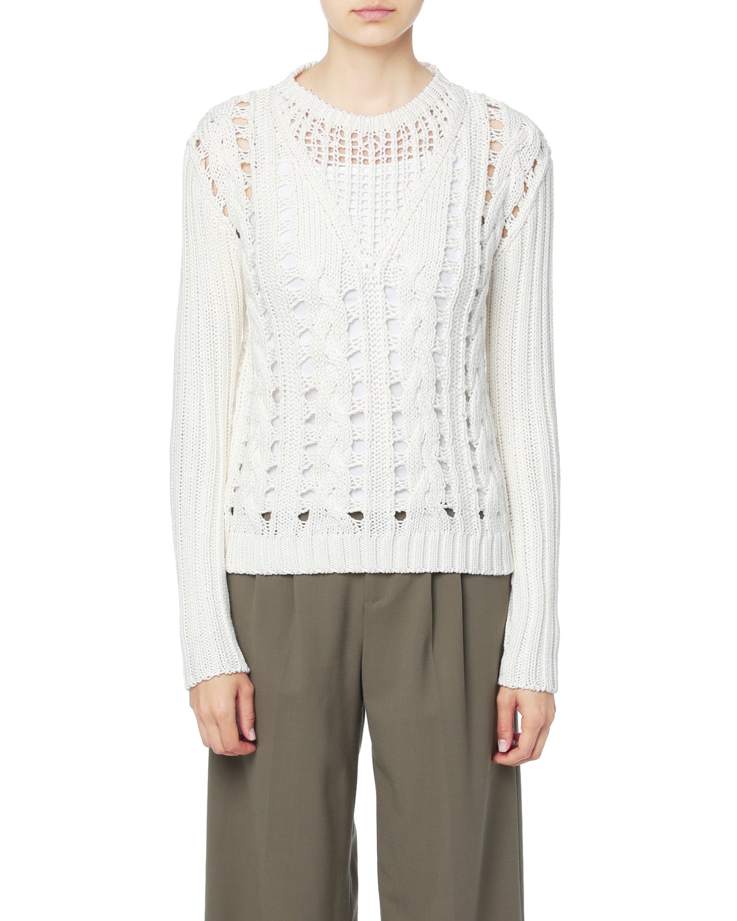 COURREGES Crochet cable knit sweater