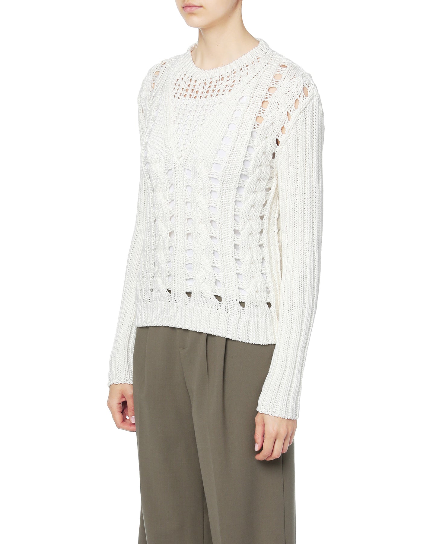 COURREGES Crochet cable knit sweater