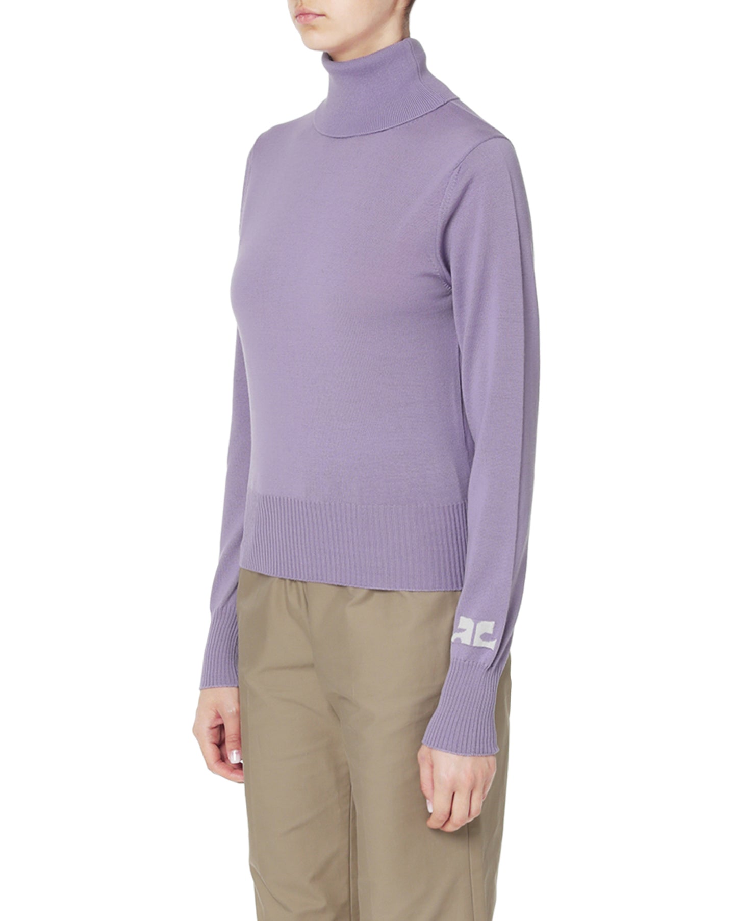 COURREGES Logo intarsia turtleneck sweater