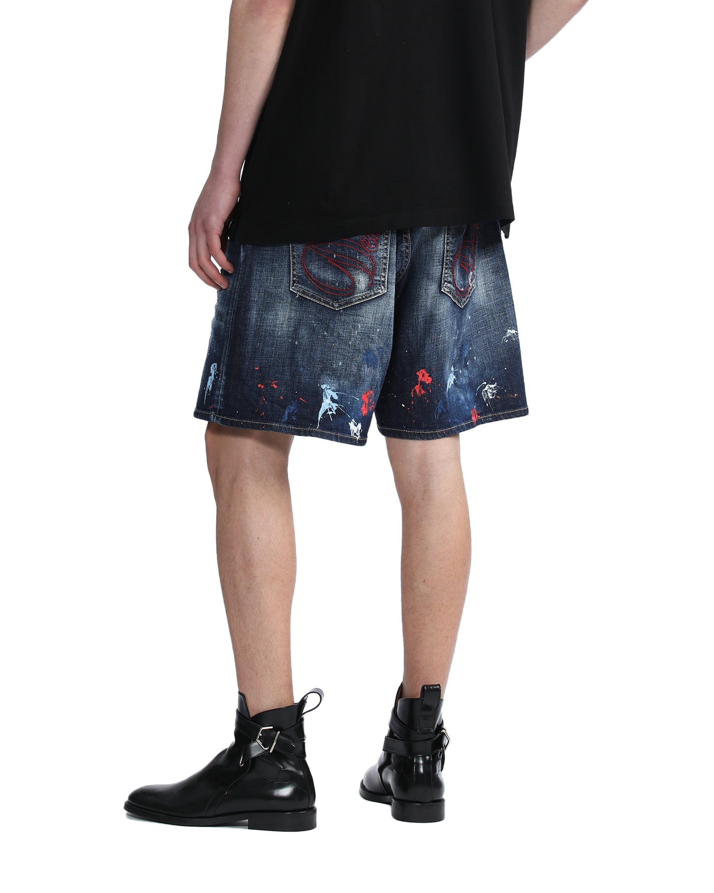 DSQUARED2 Paint splattered loose-fit denim shorts