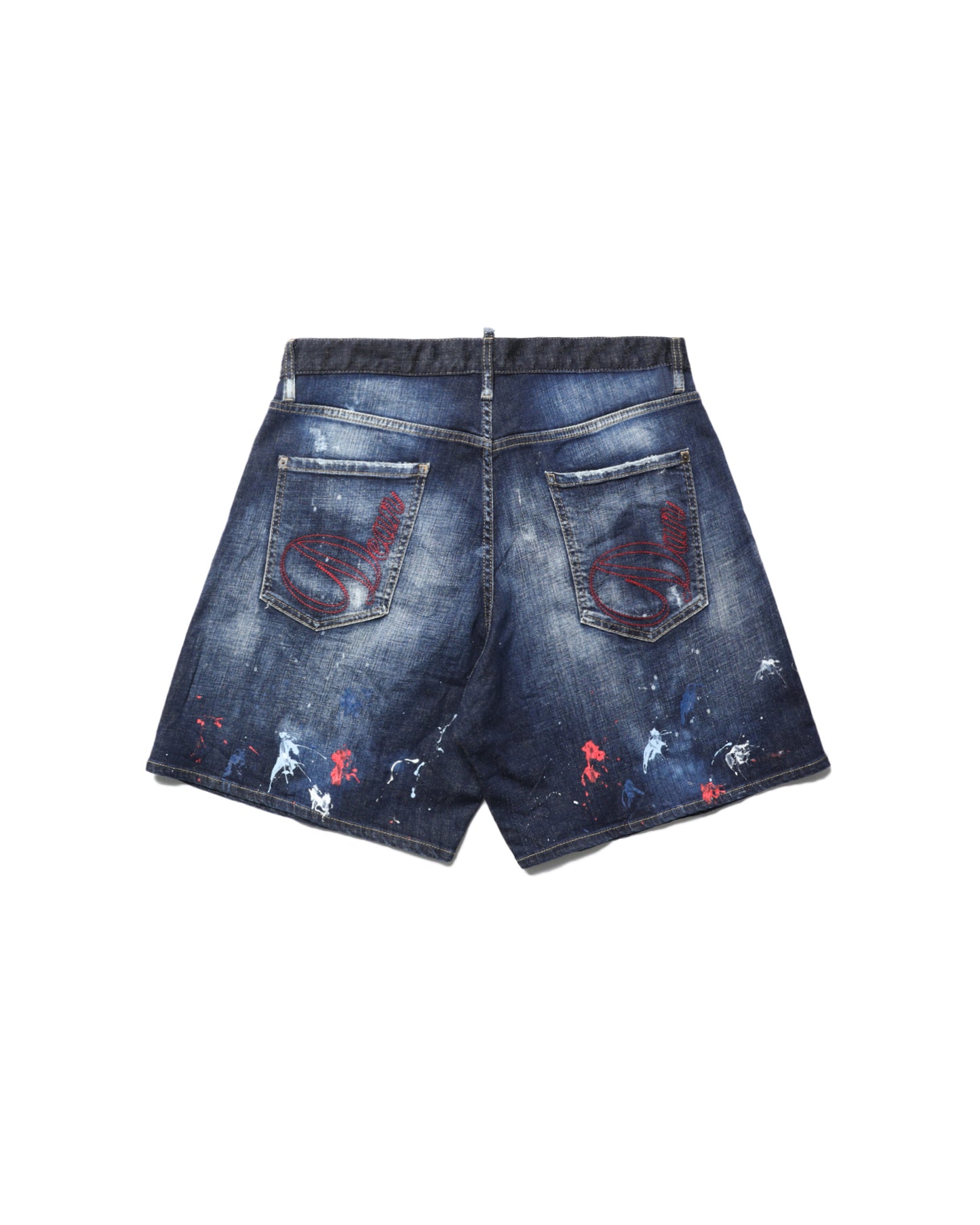 DSQUARED2 Paint splattered loose-fit denim shorts