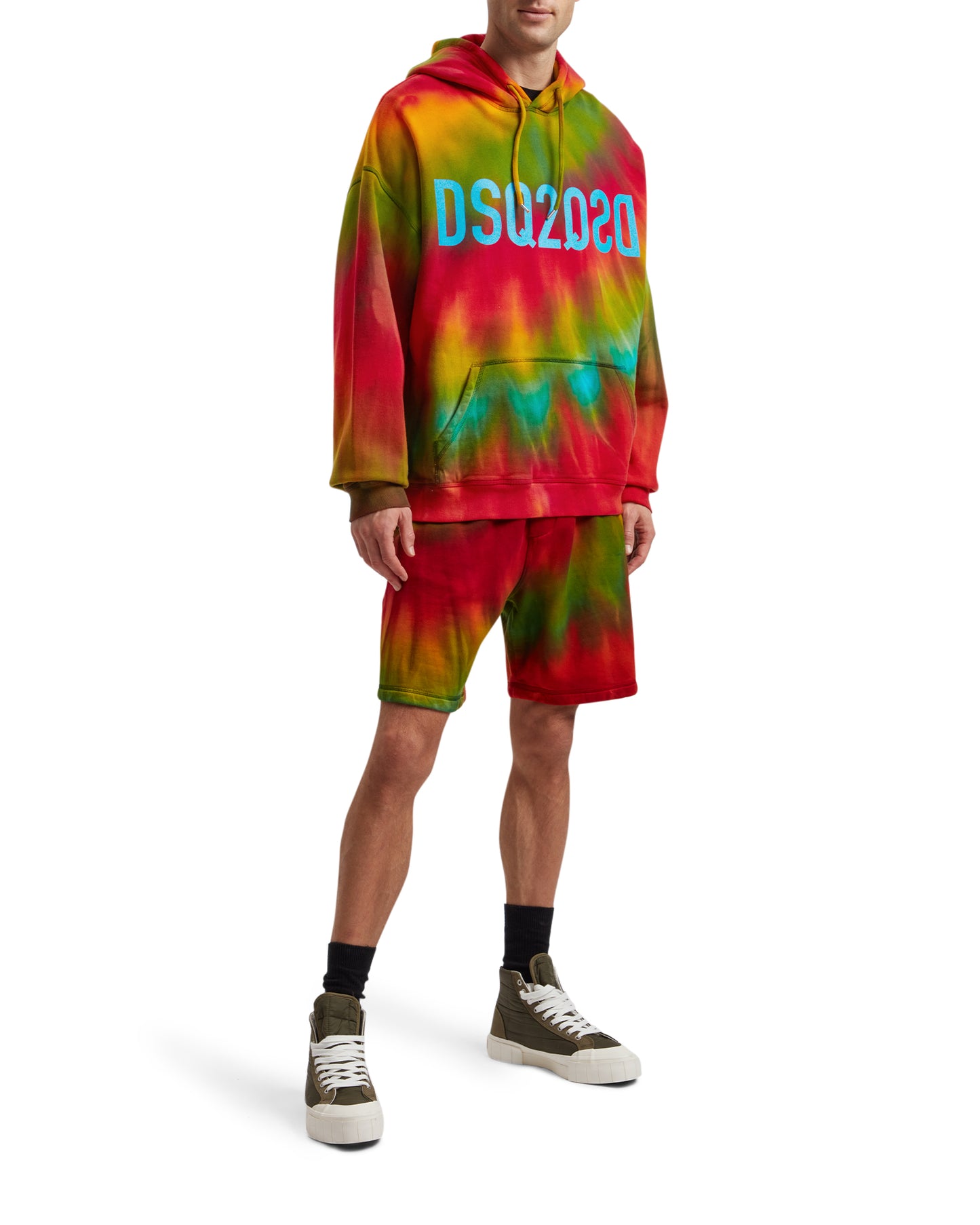 DSQUARED2 Mirrored logo tie-dye hoodie