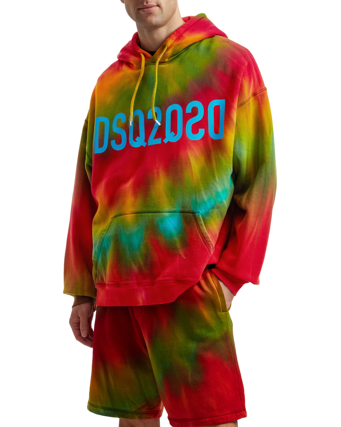 DSQUARED2 Mirrored logo tie-dye hoodie