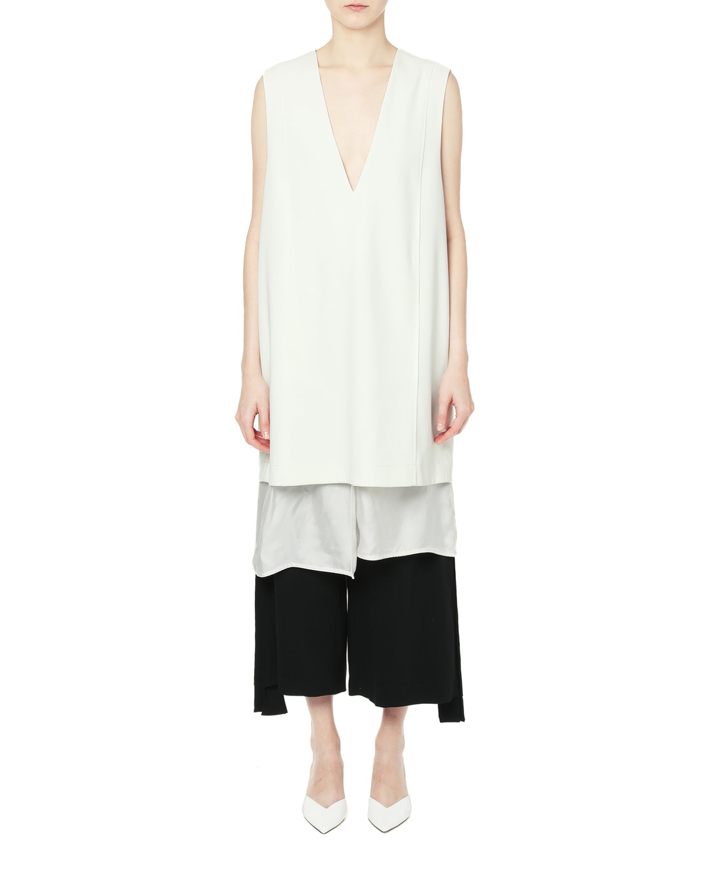 D'DEMOO V-neck layered sleeveless dress