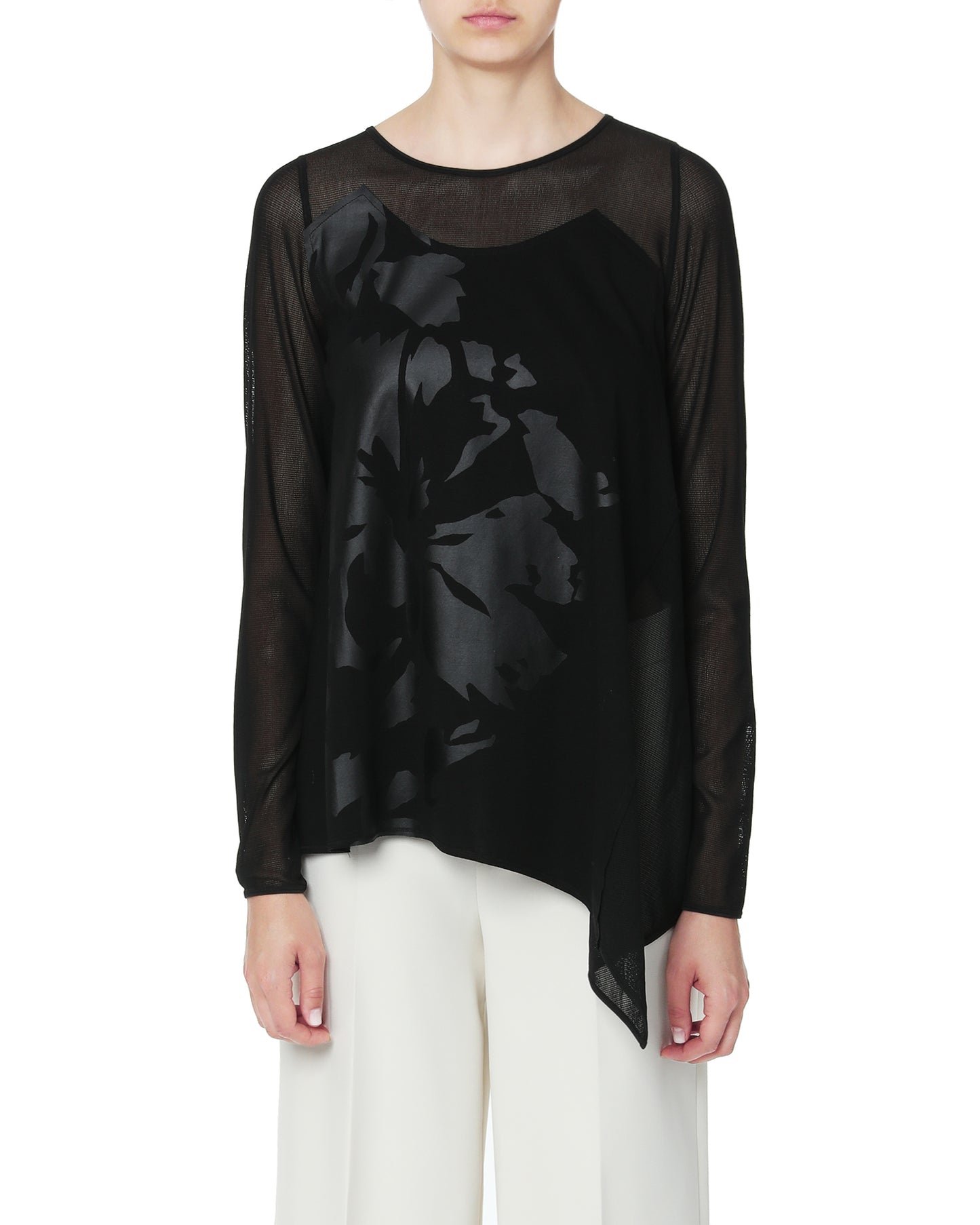 D'DEMOO Asymmetrical graphic print top