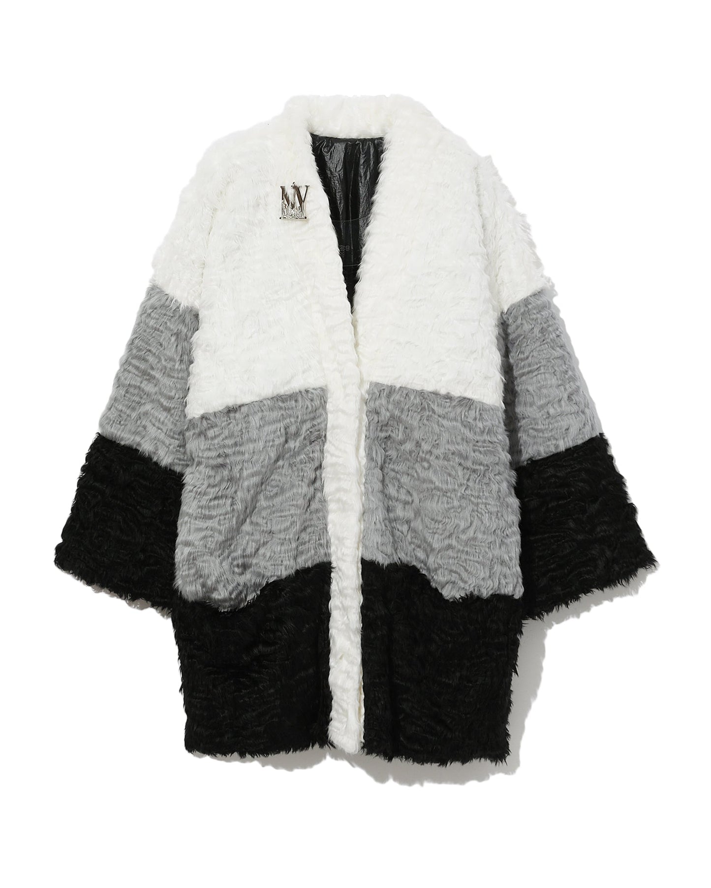 ECHTEGO Colour block faux fur overcoat