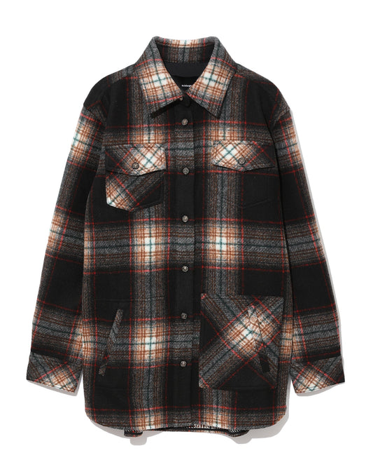 ECHTEGO Faux gem embellished plaid shirt