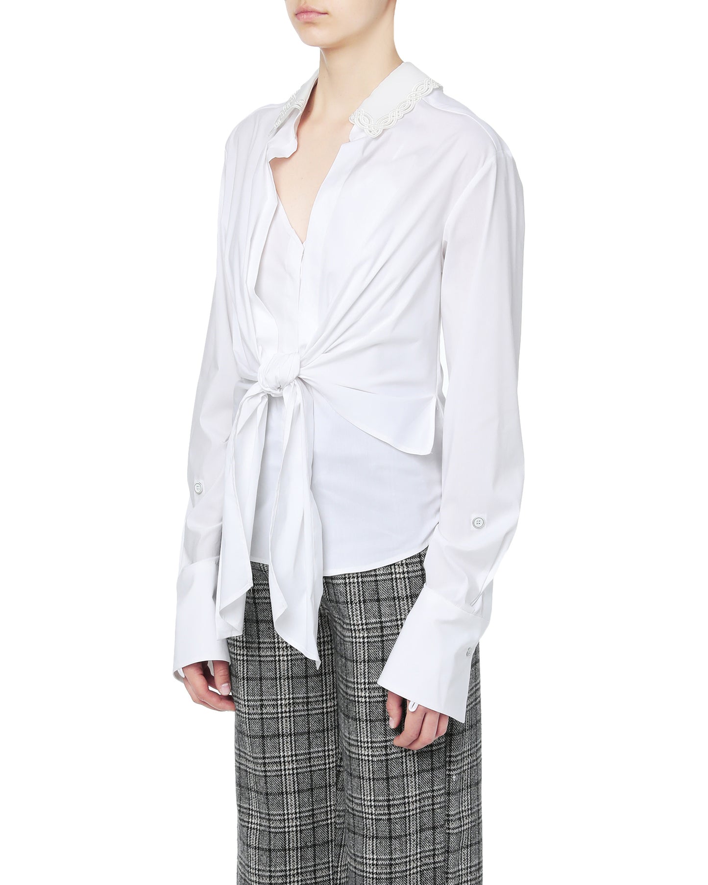 ECHTEGO Tie front layered shirt