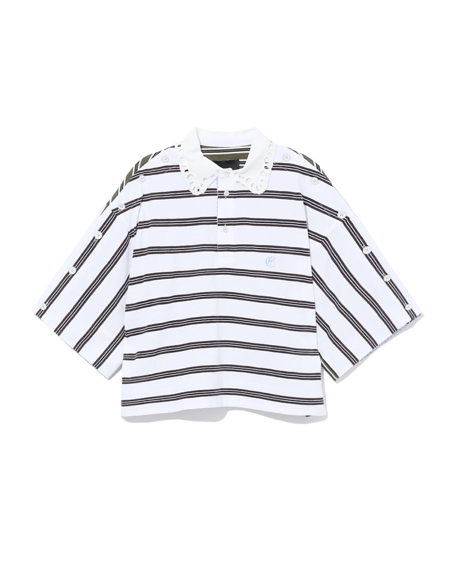 ECHTEGO Embroidered collar striped polo shirt