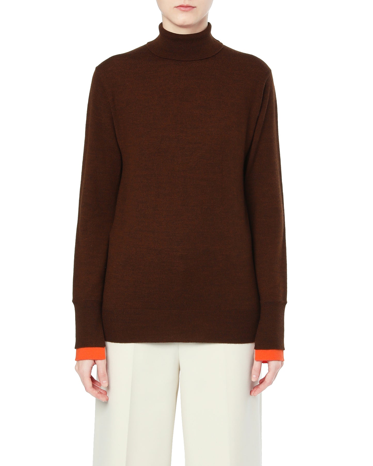 ENFOLD Contrast cuff knit sweater