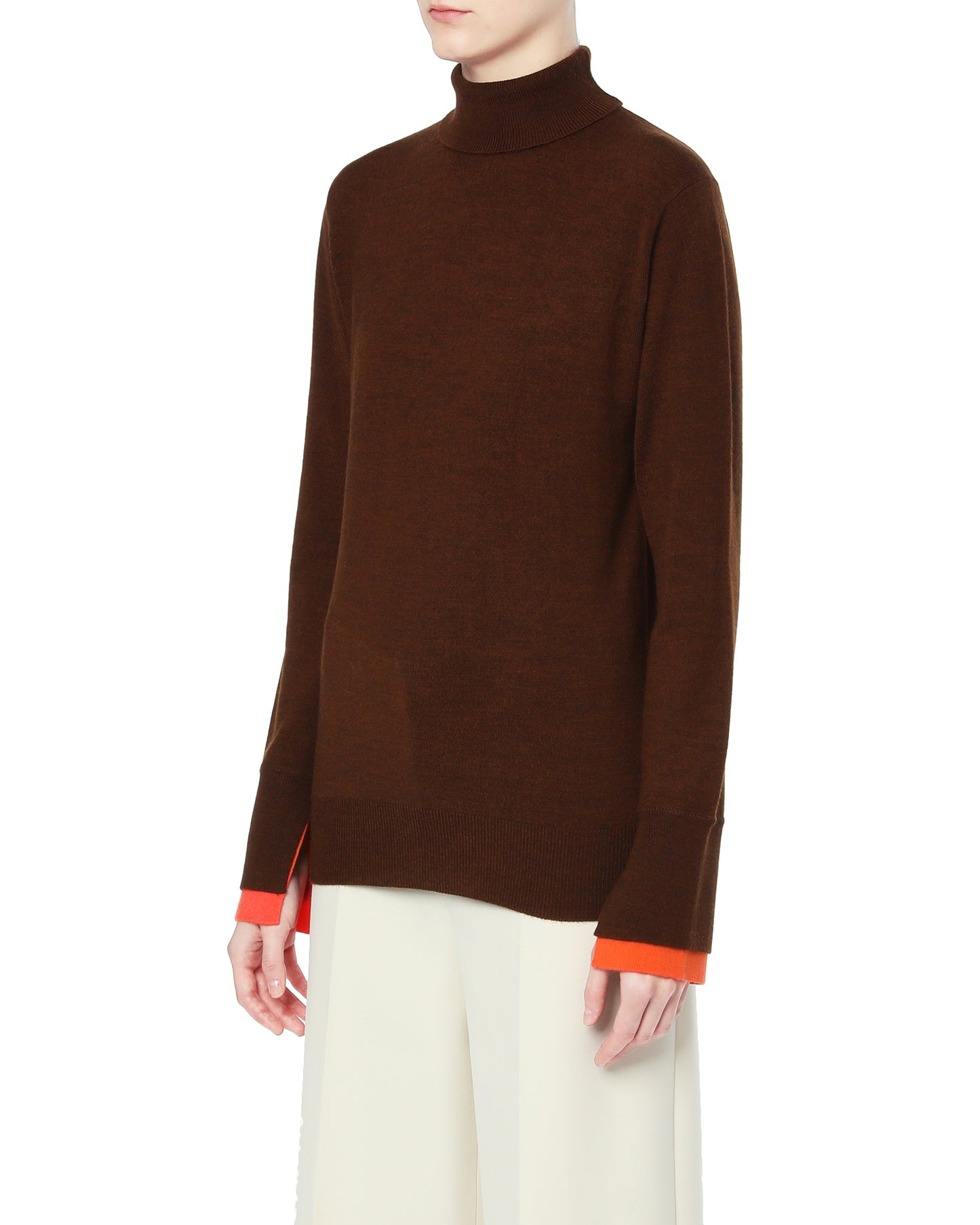 ENFOLD Contrast cuff knit sweater