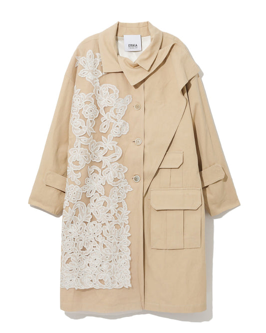 ERIKA CAVALLINI Lace patch overcoat