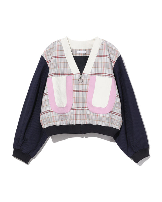 GAYEON LEE Cropped contrast plaid jacket